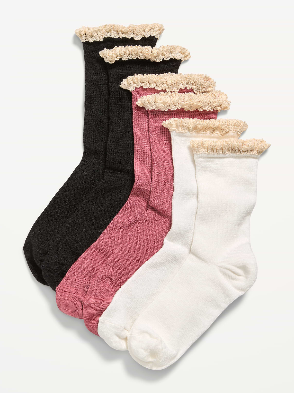 L'image numéro 1 présente Chaussettes gaufrées à volants pour fille (paquet de 3 paires)