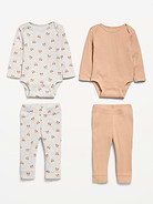 Image number 2 showing, Long-Sleeve Bodysuit and Leggings 4-Piece for Baby