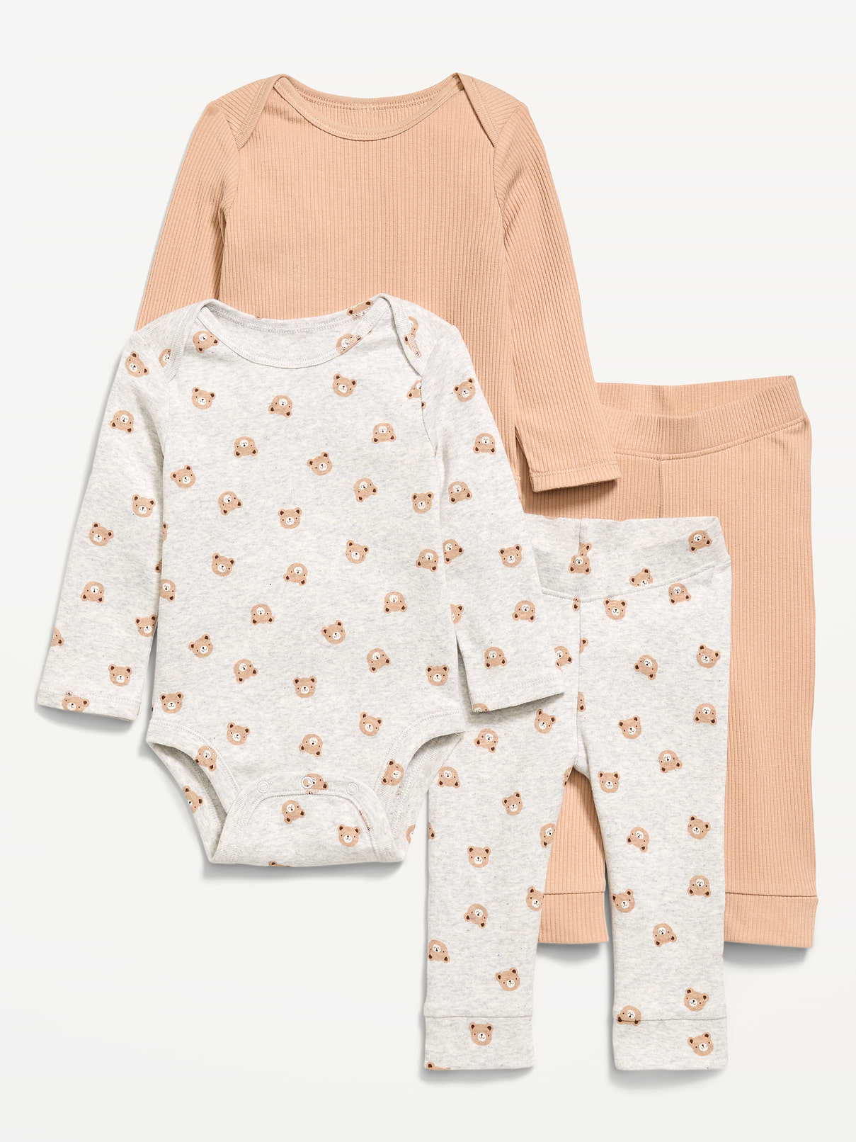 Image number 1 showing, Long-Sleeve Bodysuit and Leggings 4-Piece for Baby