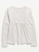 Image number 1 showing, Long-Sleeve Faux-Wrap Top for Girls