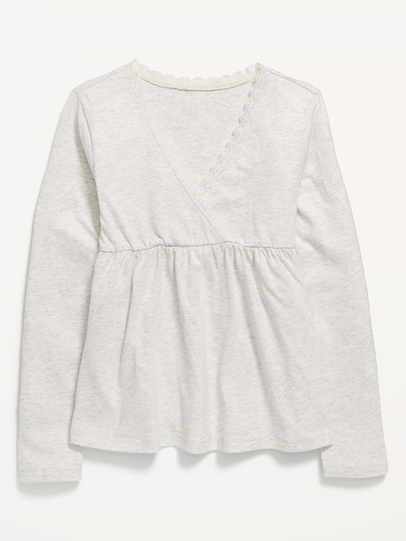 Long-Sleeve Faux-Wrap Top for Girls