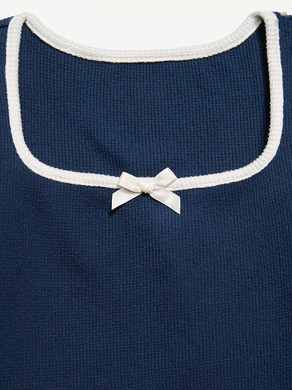 CozePlush Waffle Knit Square-Neck Top for Girls