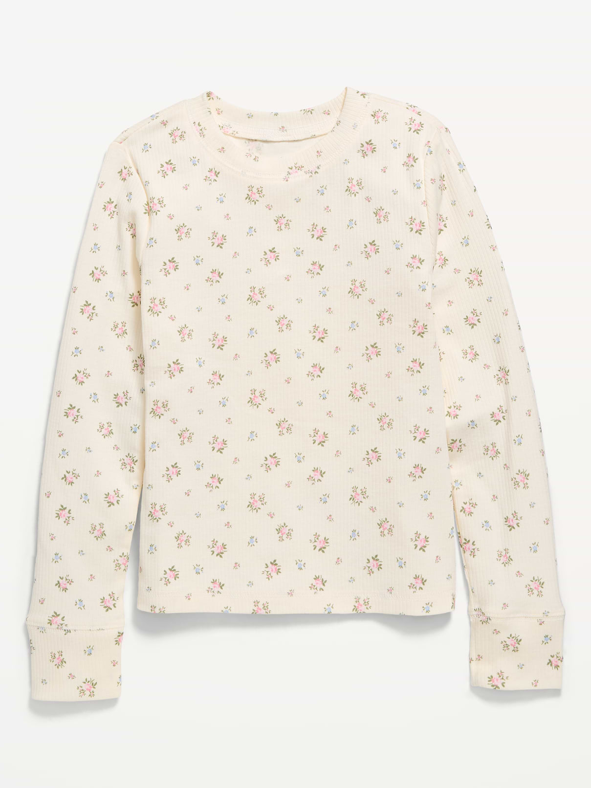 L'image numéro 1 présente T-shirt côtelé à manches longues à motif pour fille