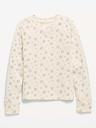 L'image numéro 1 présente T-shirt côtelé à manches longues à motif pour fille