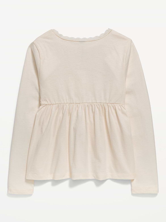 Long-Sleeve Faux-Wrap Top for Girls