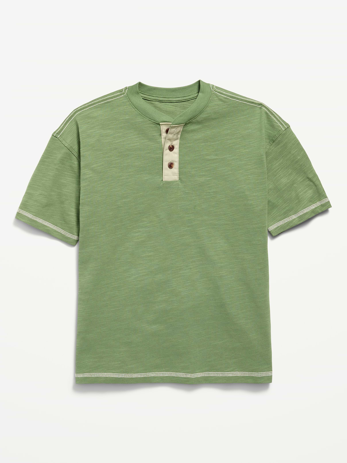 Image number 1 showing, Oversized Short-Sleeve Henley T-Shirt for Boys