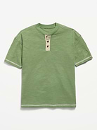 Image number 1 showing, Oversized Short-Sleeve Henley T-Shirt for Boys