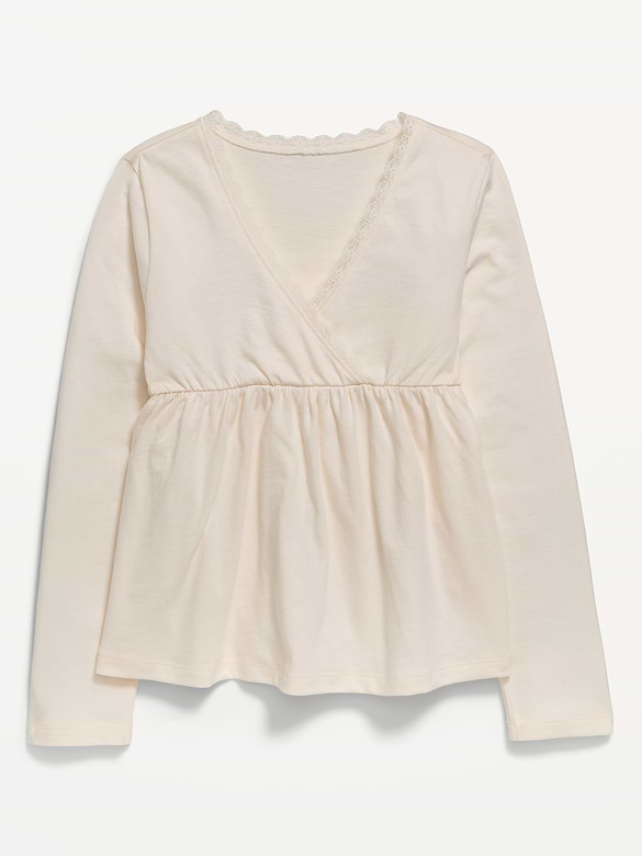 Long-Sleeve Faux-Wrap Top for Girls