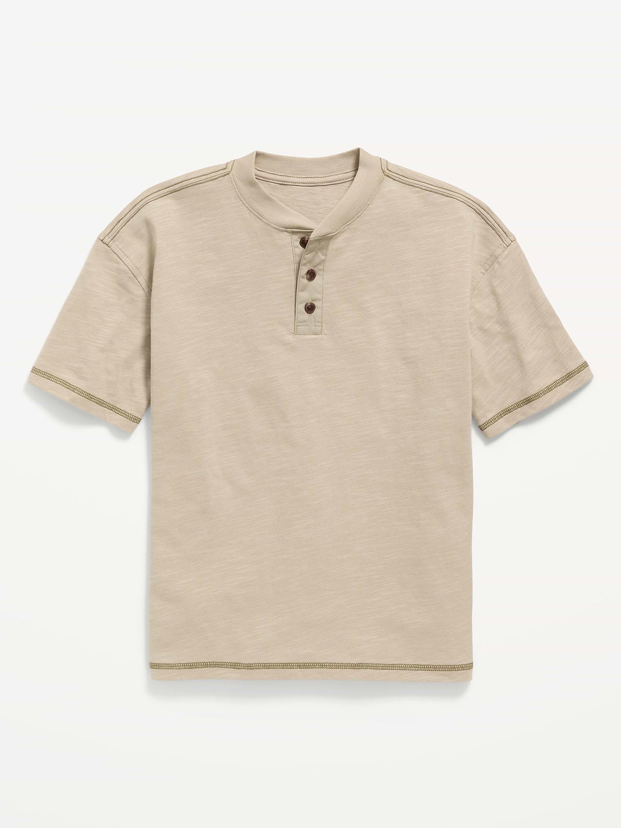 Image number 1 showing, Oversized Short-Sleeve Henley T-Shirt for Boys