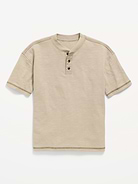 Image number 1 showing, Oversized Short-Sleeve Henley T-Shirt for Boys