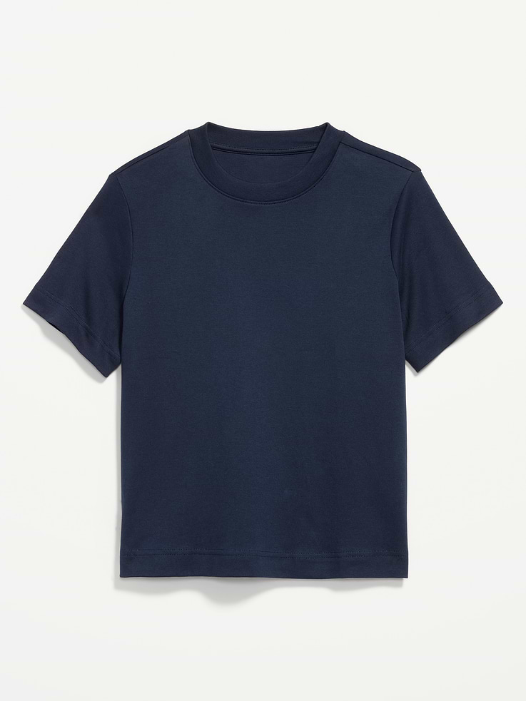 L'image numéro 4 présente T-shirt ras du cou court en tissu épais