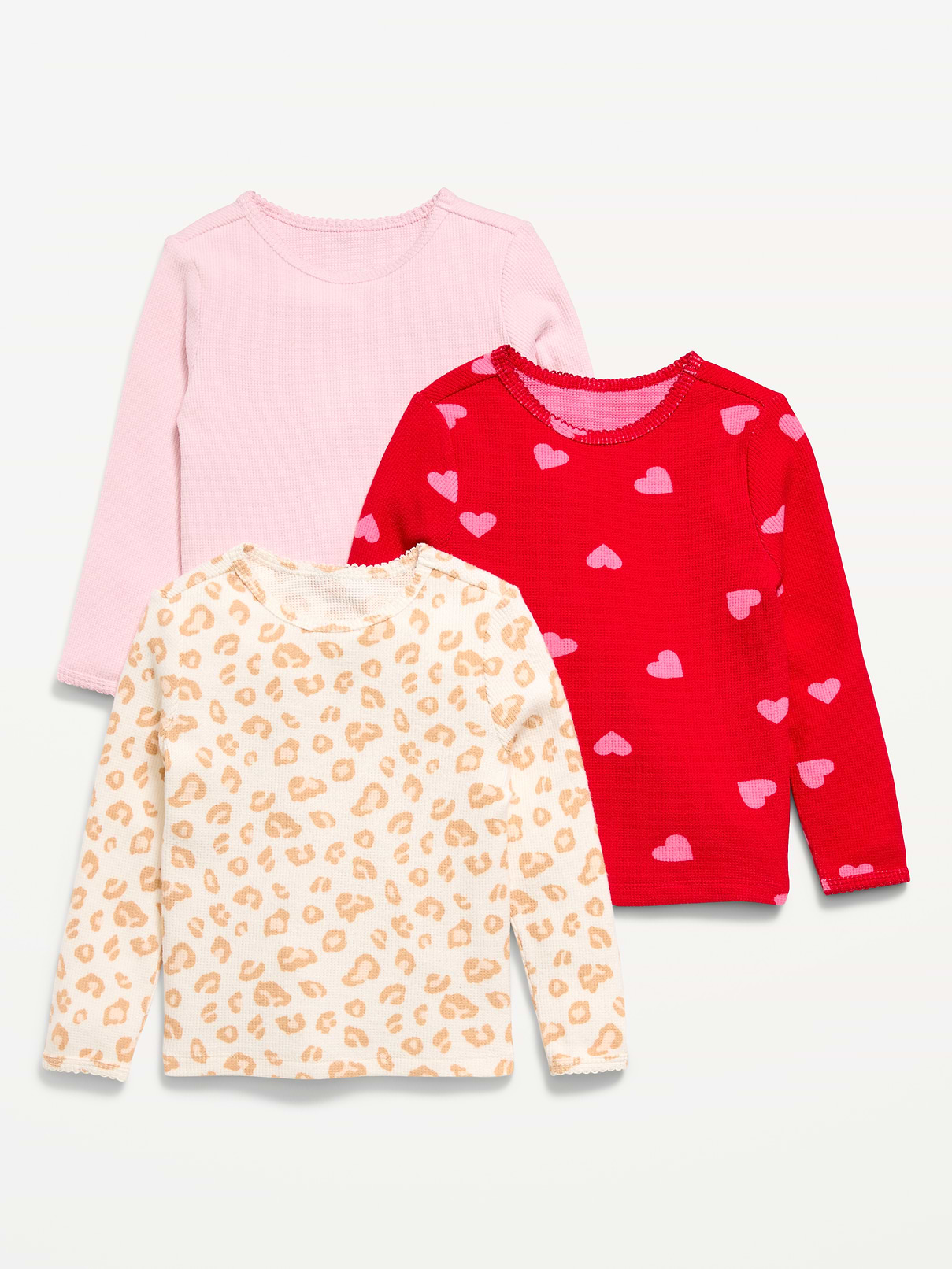 Image number 1 showing, Long-Sleeve Waffle Knit T-Shirt 3-Pack for Toddler Girls