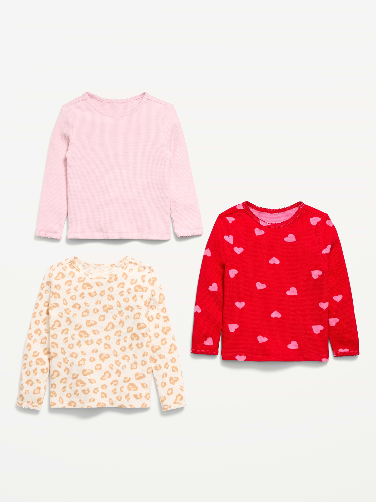 Image number 2 showing, Long-Sleeve Waffle Knit T-Shirt 3-Pack for Toddler Girls