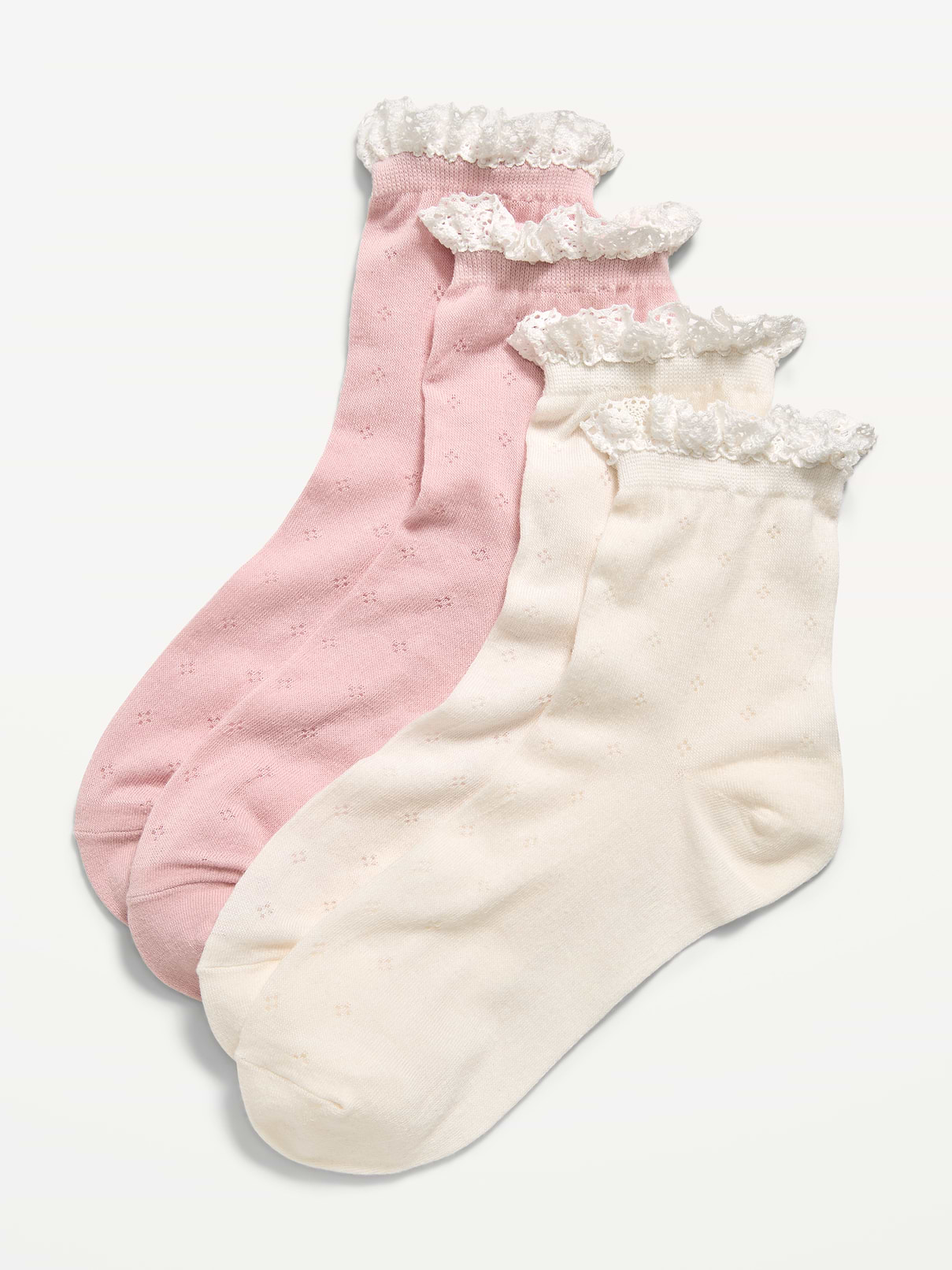 Image number 1 showing, Lace-Trim Crew Sock 2-Pack for Women