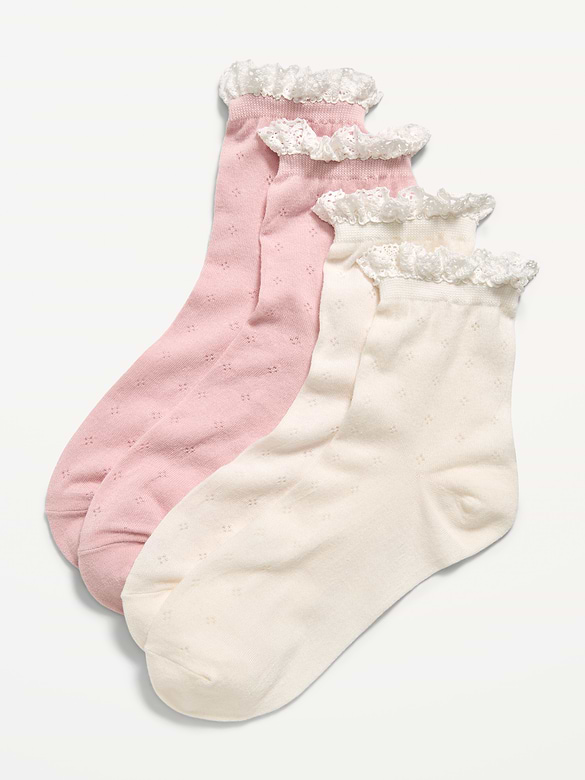 Lace-Trim Crew Sock 2-Pack for Women