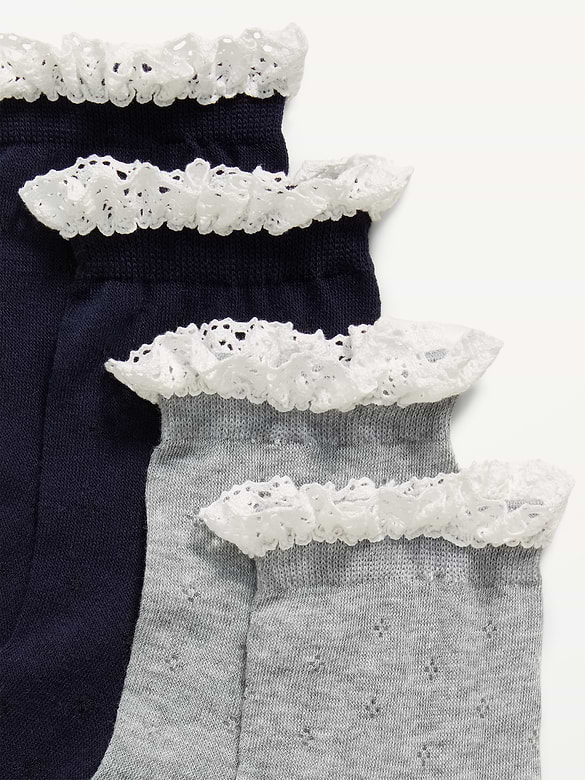 Lace-Trim Crew Sock 2-Pack for Women