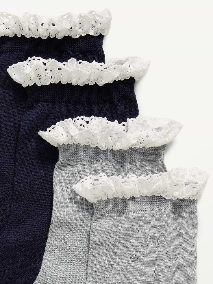 Image 2 of 2, Lace-Trim Crew Sock 2-Pack for Women