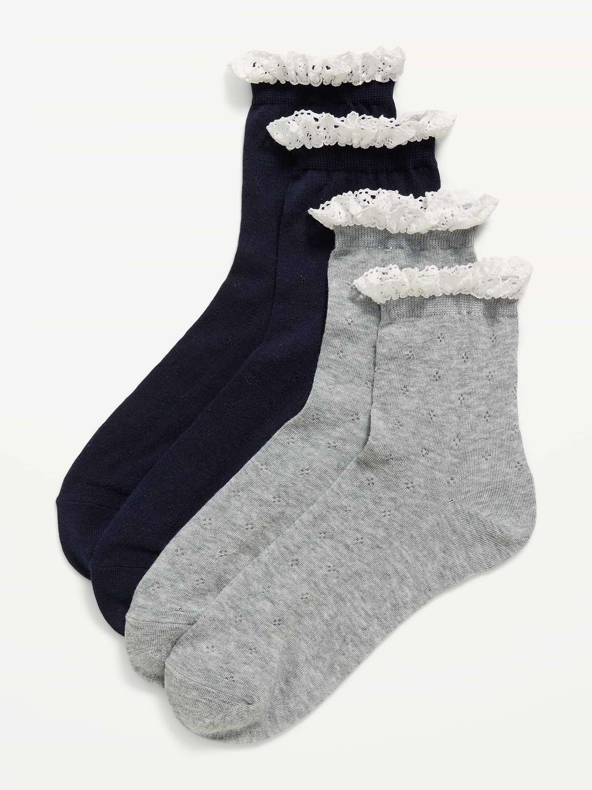 L'image numéro 1 présente Chaussettes à bordure en dentelle pour femme (paquet de 2 paires)