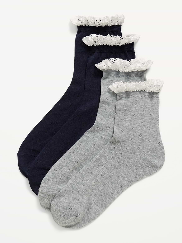 Lace-Trim Crew Sock 2-Pack for Women