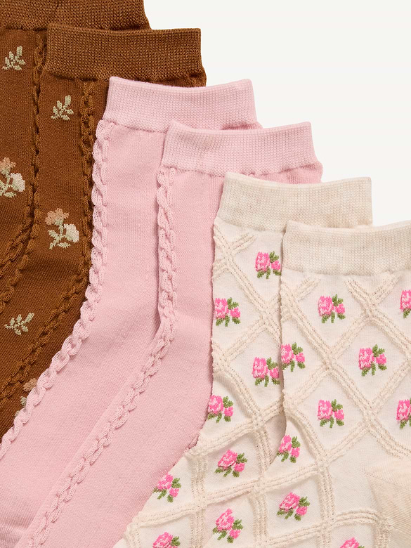 Textured Quarter Crew Socks 3-Pack for Women