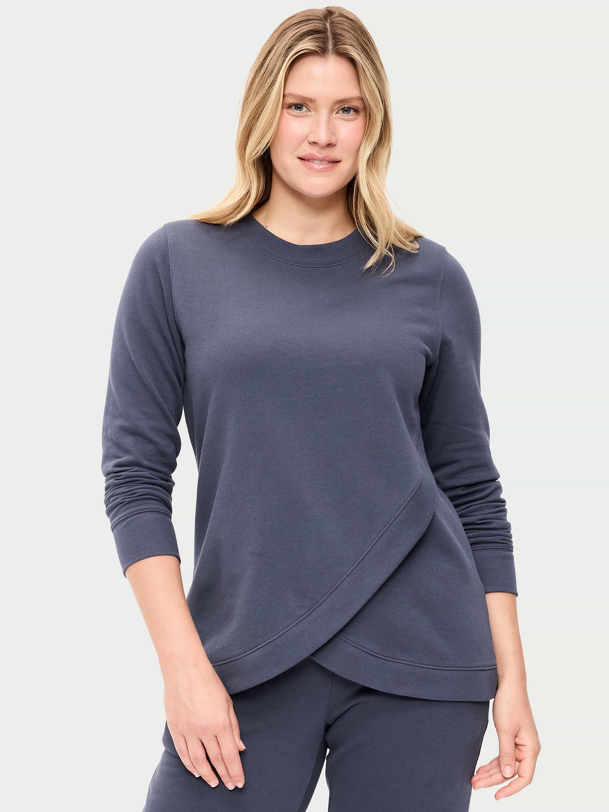 Image number 1 showing, Maternity Fleece Crossover Nursing Tunic Hoodie Sweatshirt