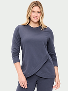 Image number 1 showing, Maternity Fleece Crossover Nursing Tunic Hoodie Sweatshirt
