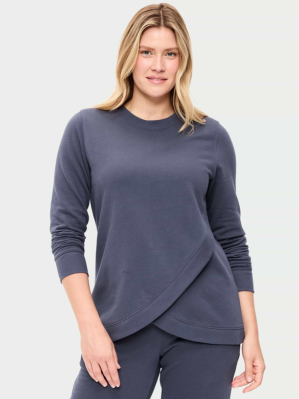Maternity Fleece Crossover Nursing Tunic Hoodie Sweatshirt