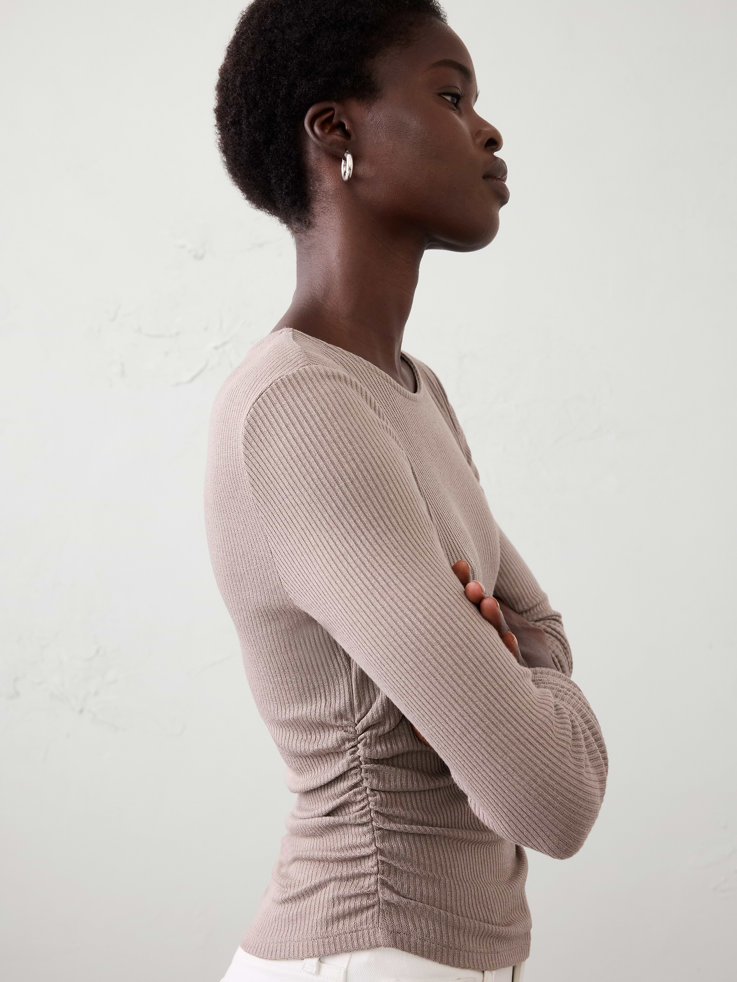 Image number 3 showing, Soft Luxe Ribbed Shirred-Waist Top
