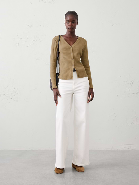 Pointelle Ribbed Cardigan