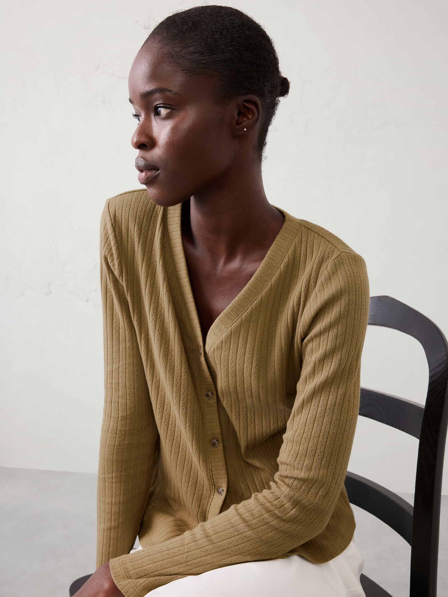 Image number 3 showing, Pointelle Ribbed Cardigan