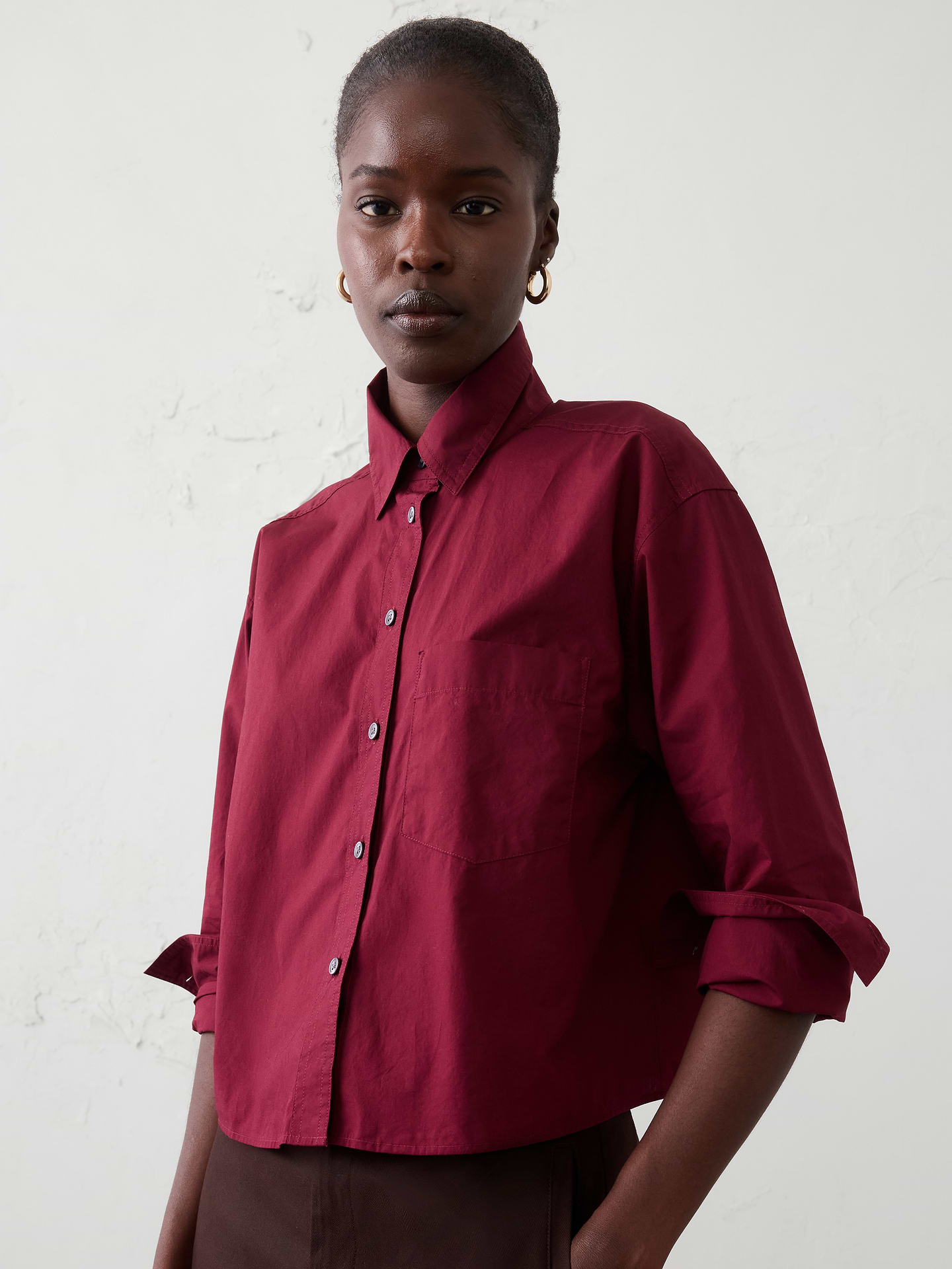 Image number 3 showing, Cotton Cropped Shirt