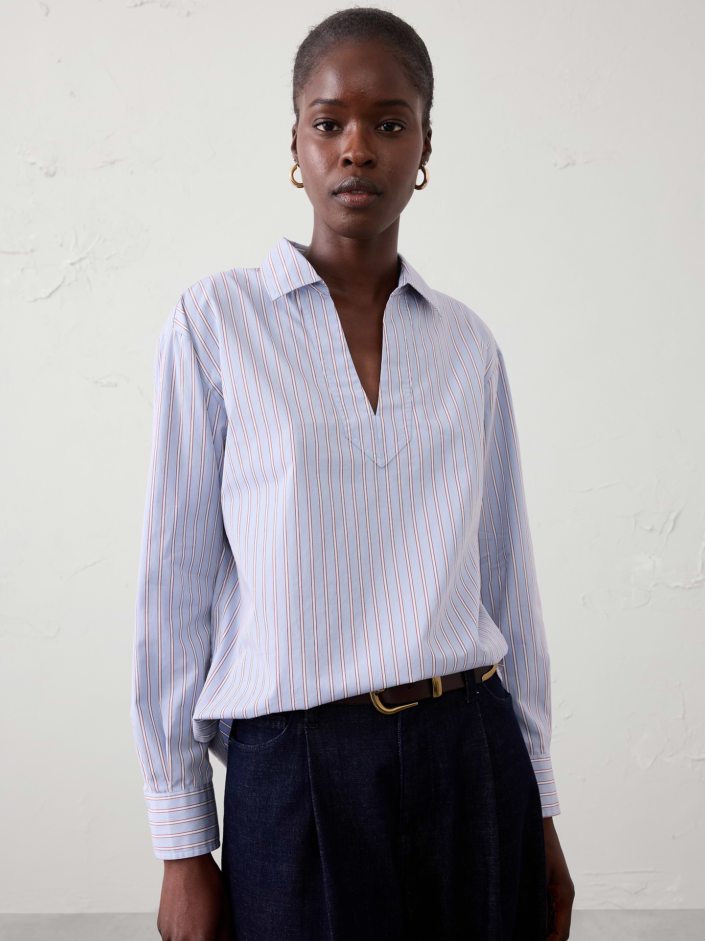 Image number 1 showing, Cotton Collar-Neck Tunic Top