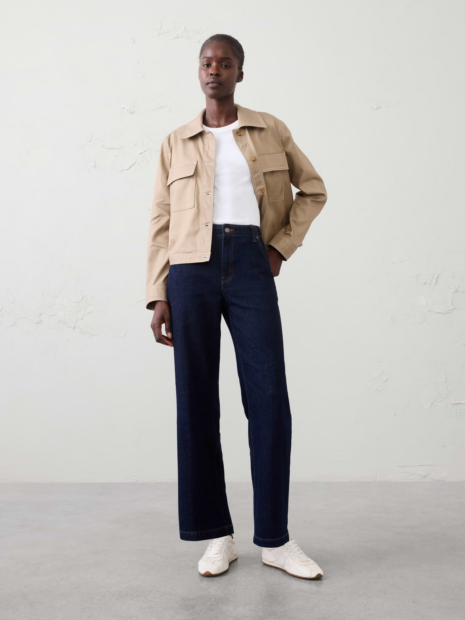 Image number 1 showing, Straight High-Rise Tailored Jean
