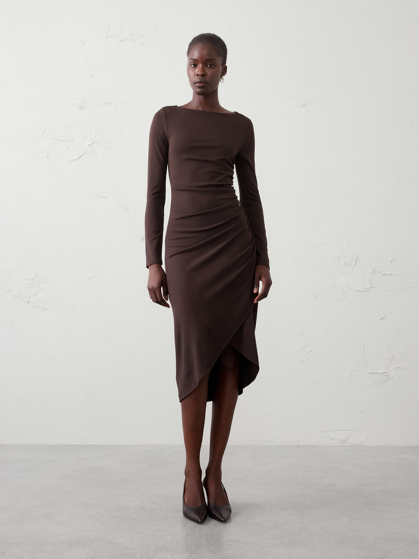 Image number 1 showing, Soft Knit Shirred Midi Dress