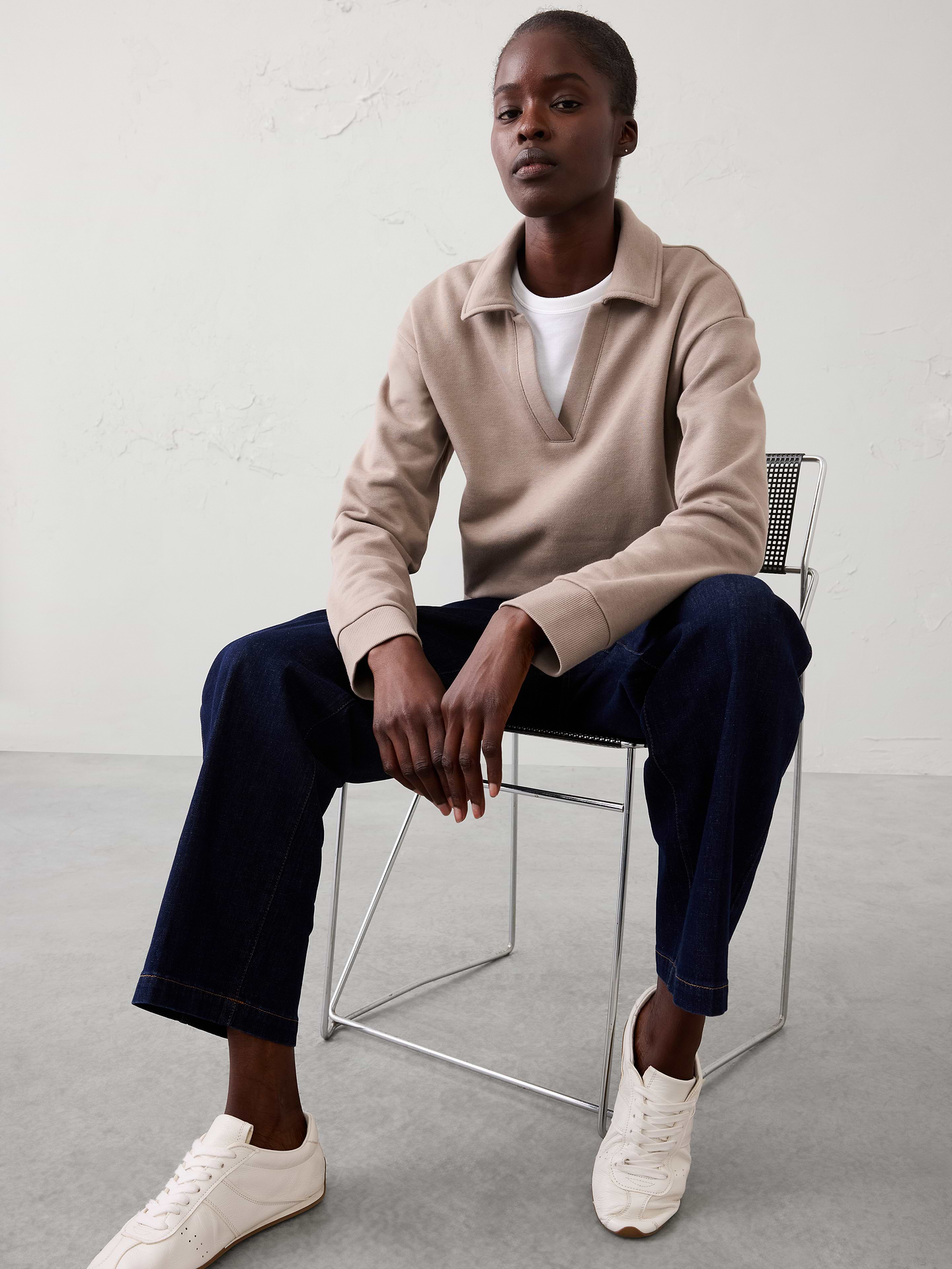 Image number 1 showing, Fleece Collared Sweatshirt