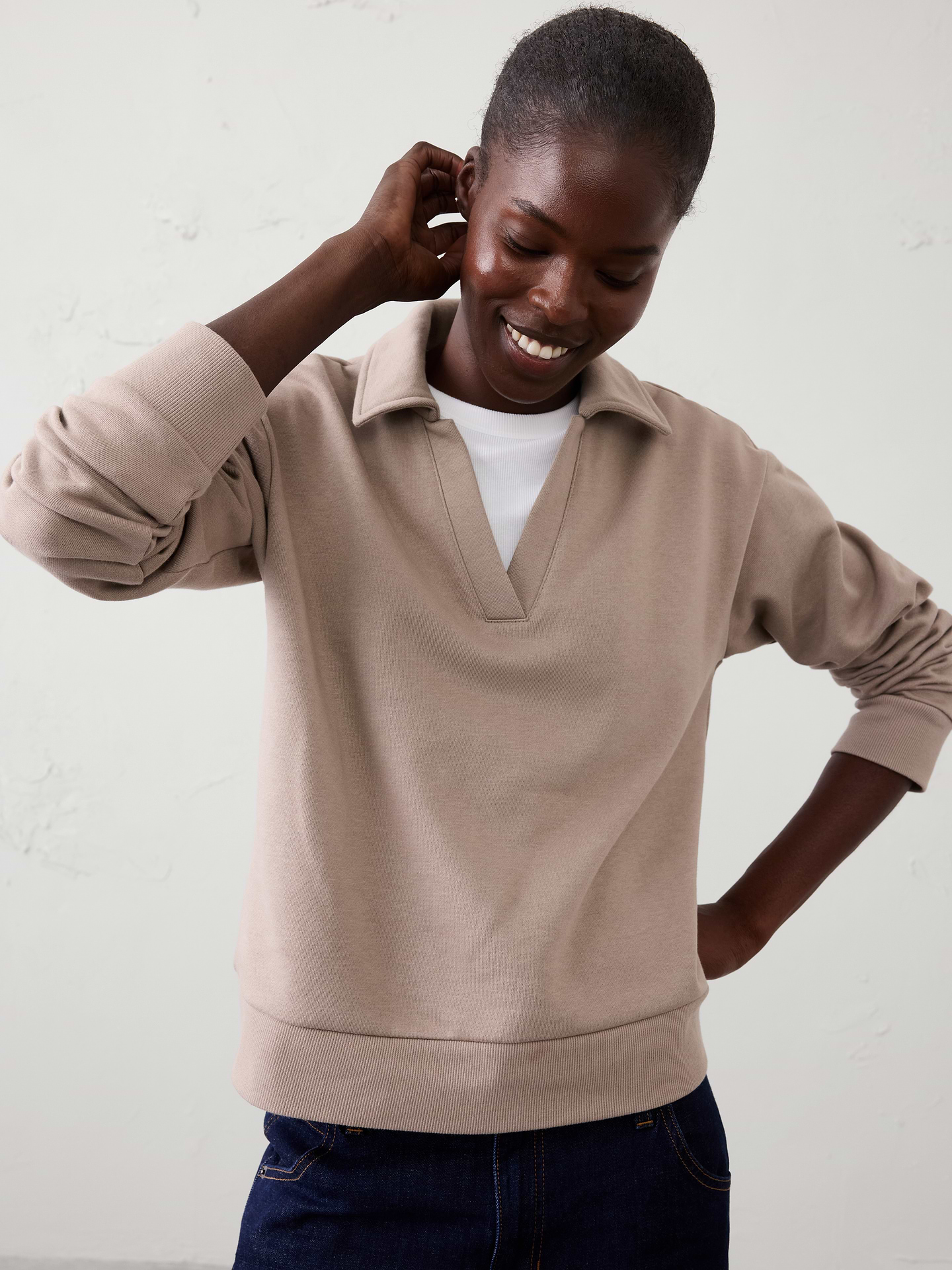 Image number 3 showing, Fleece Collared Sweatshirt
