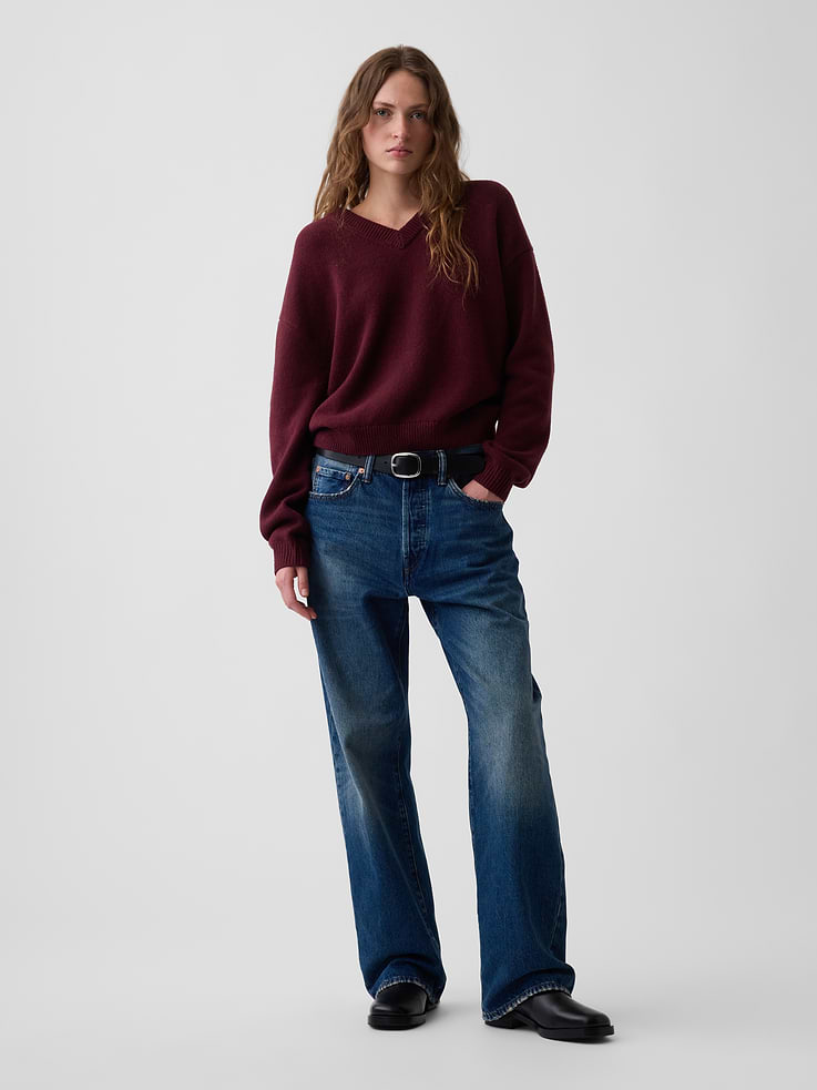 Image number 2 showing, CashSoft Oversized V-Neck Sweater