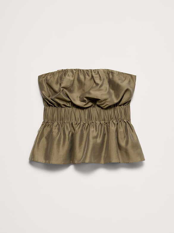 Strapless Cinch-Waist Peplum Top