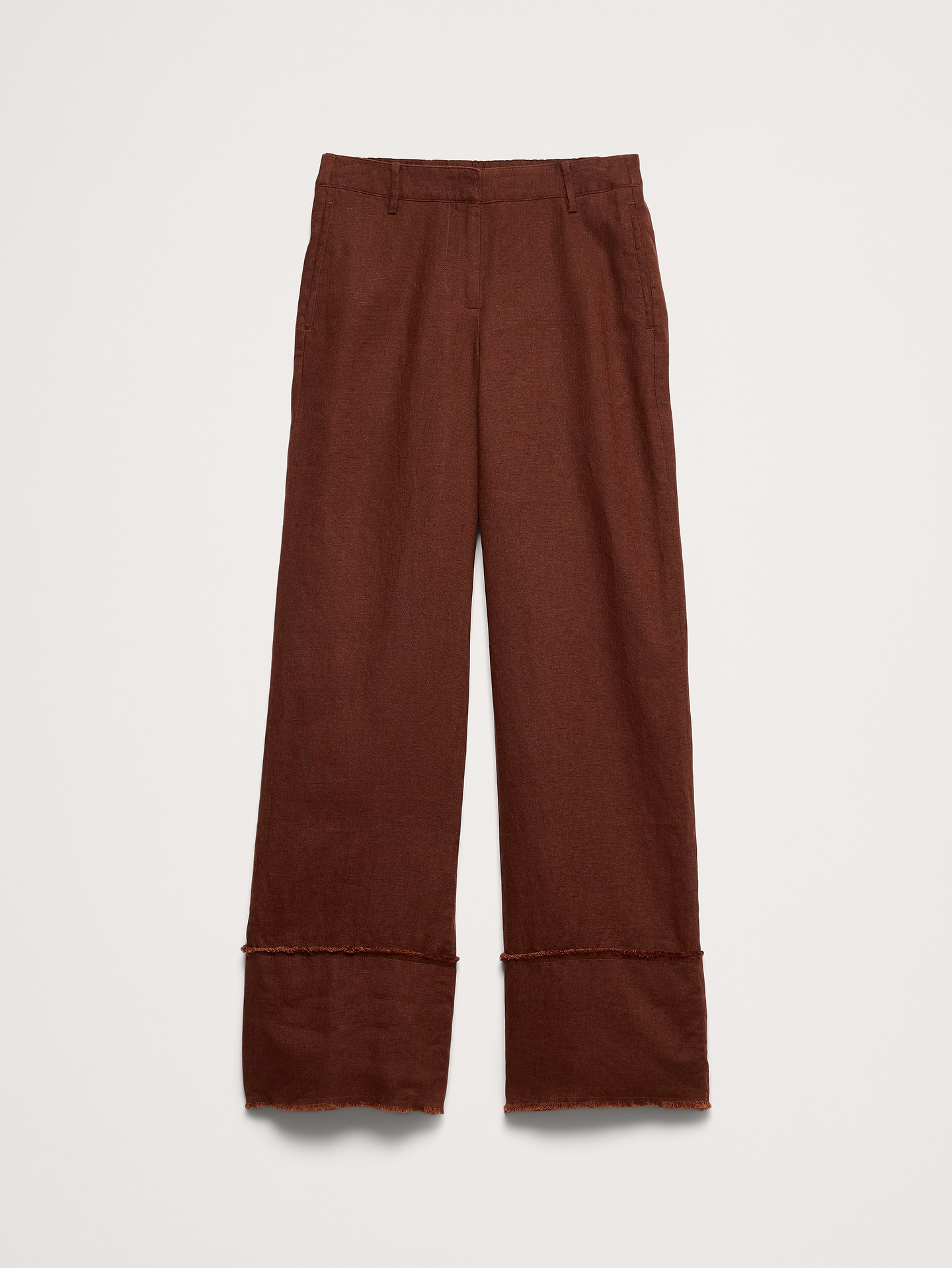 L'image numéro 6 présente Pantalon à jambe large à ourlet à franges de tous les jours en lin