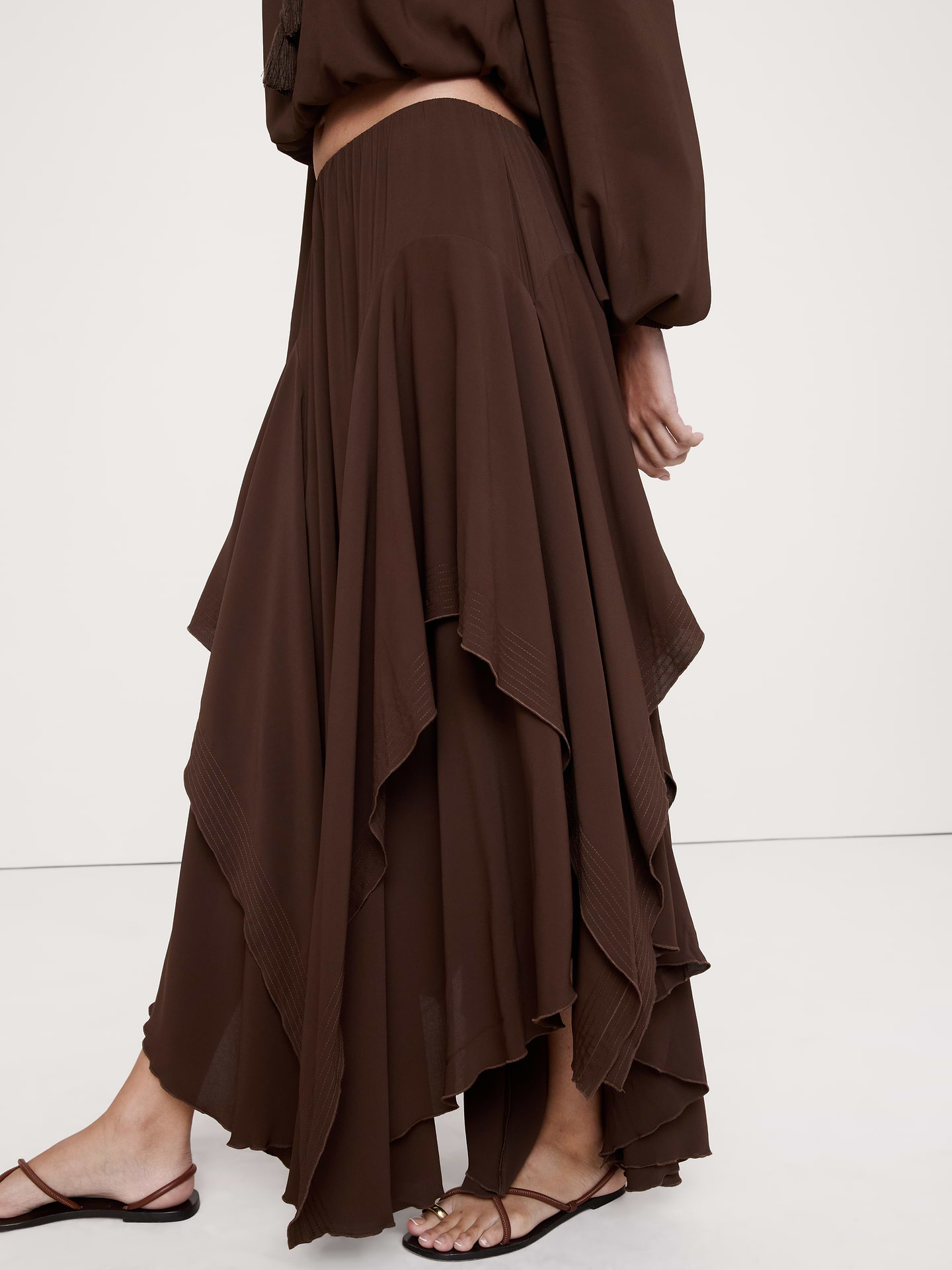 Image number 4 showing, Drapey Georgette Ruffle Maxi Skirt