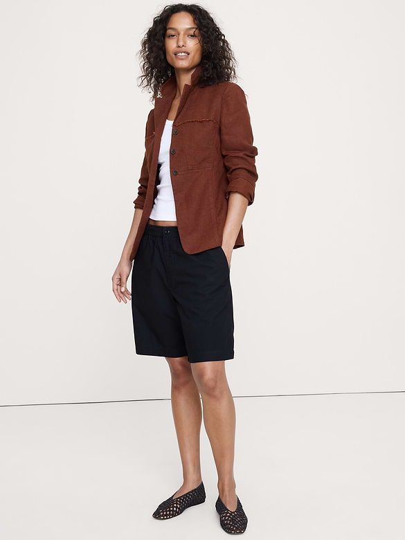 Fringe Linen Blazer