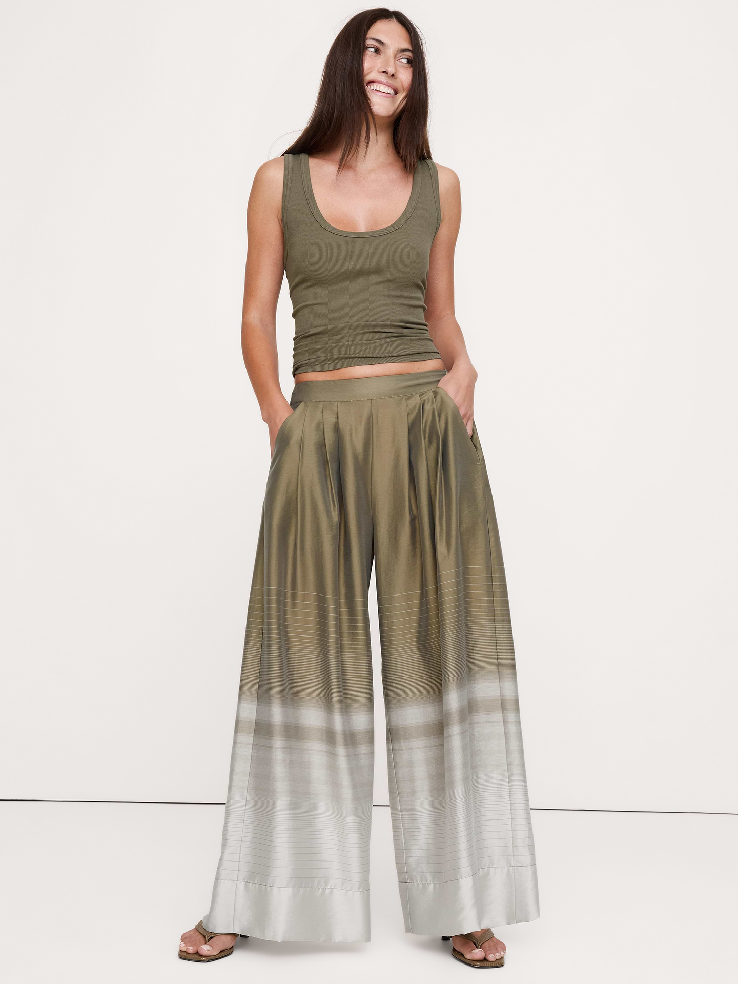Image number 4 showing, High-Rise Wide-Leg Palazzo Pant