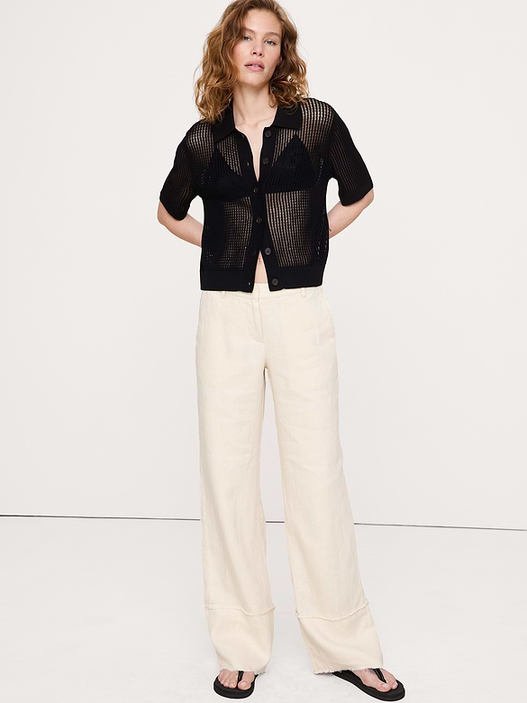 The Everyday Wide-Leg Pant in Fringe-Hem Linen