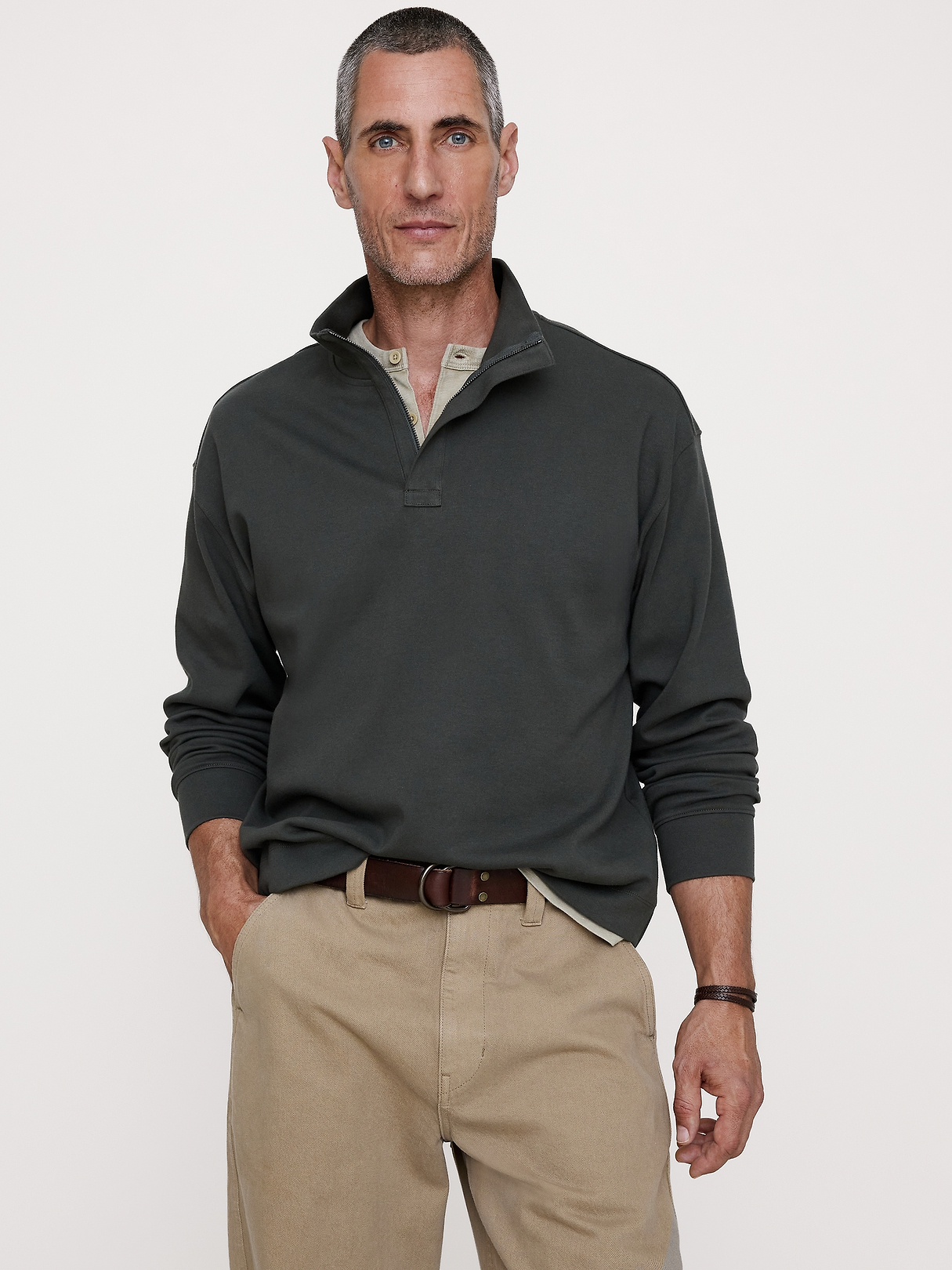 Luxury-Touch Half-Zip Pullover | Banana Republic