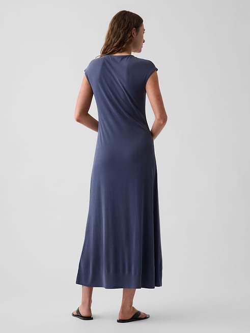 grey cap sleeve dress Women's Cap-Sleeve Maxi by Gap Sargassus Blue Tall Size S Isenia