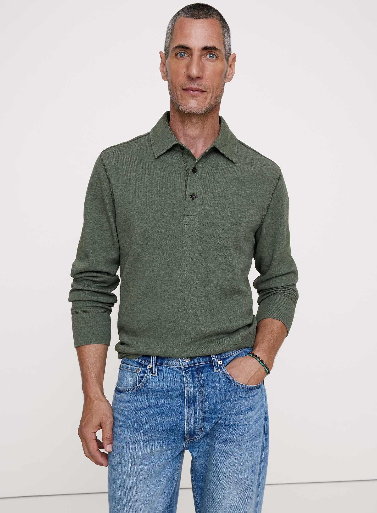 L'image numéro 1 présente Polo en tricot double de fil flammé