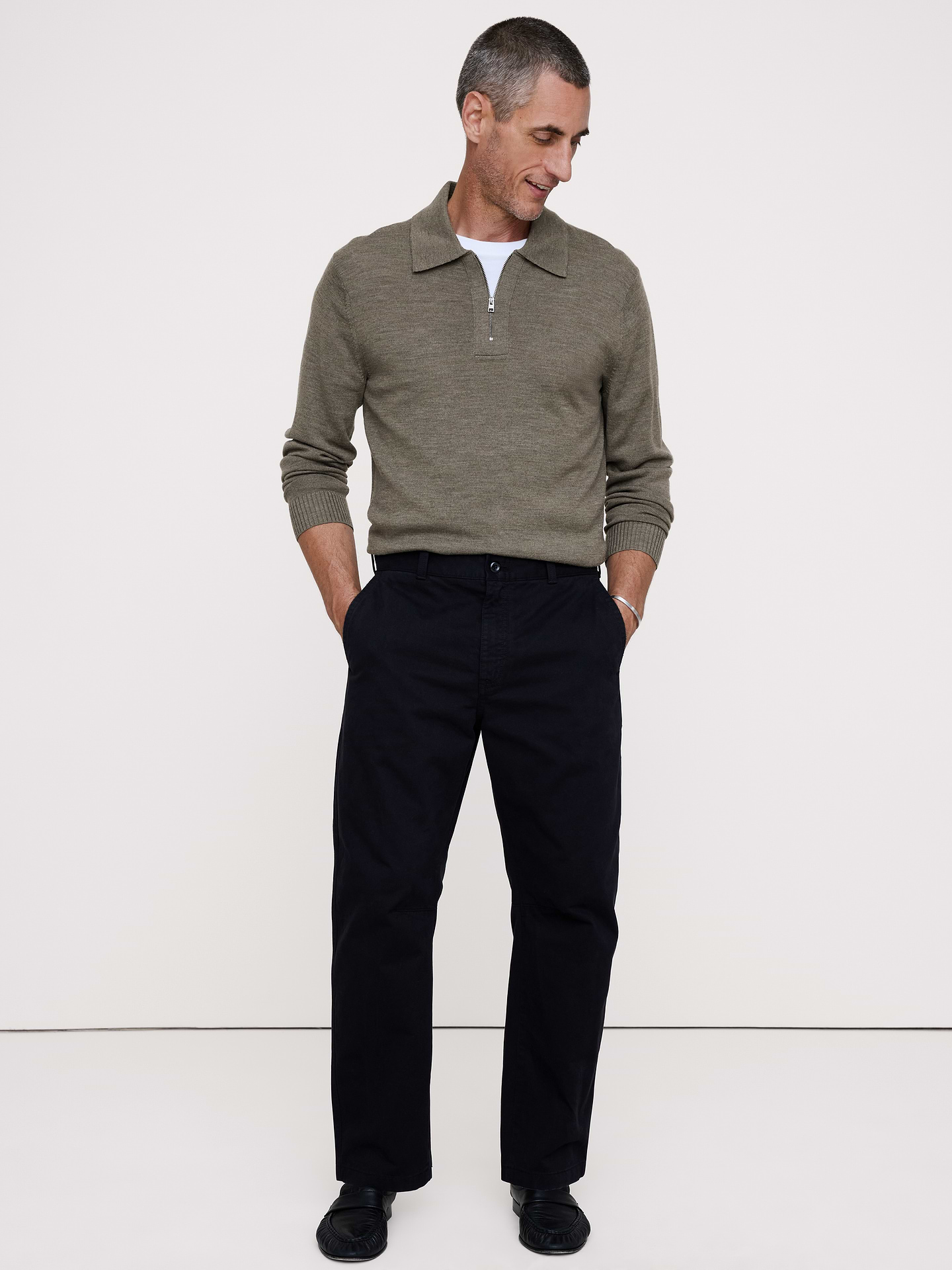 Image number 1 showing, Merino Zip-Up Sweater Polo