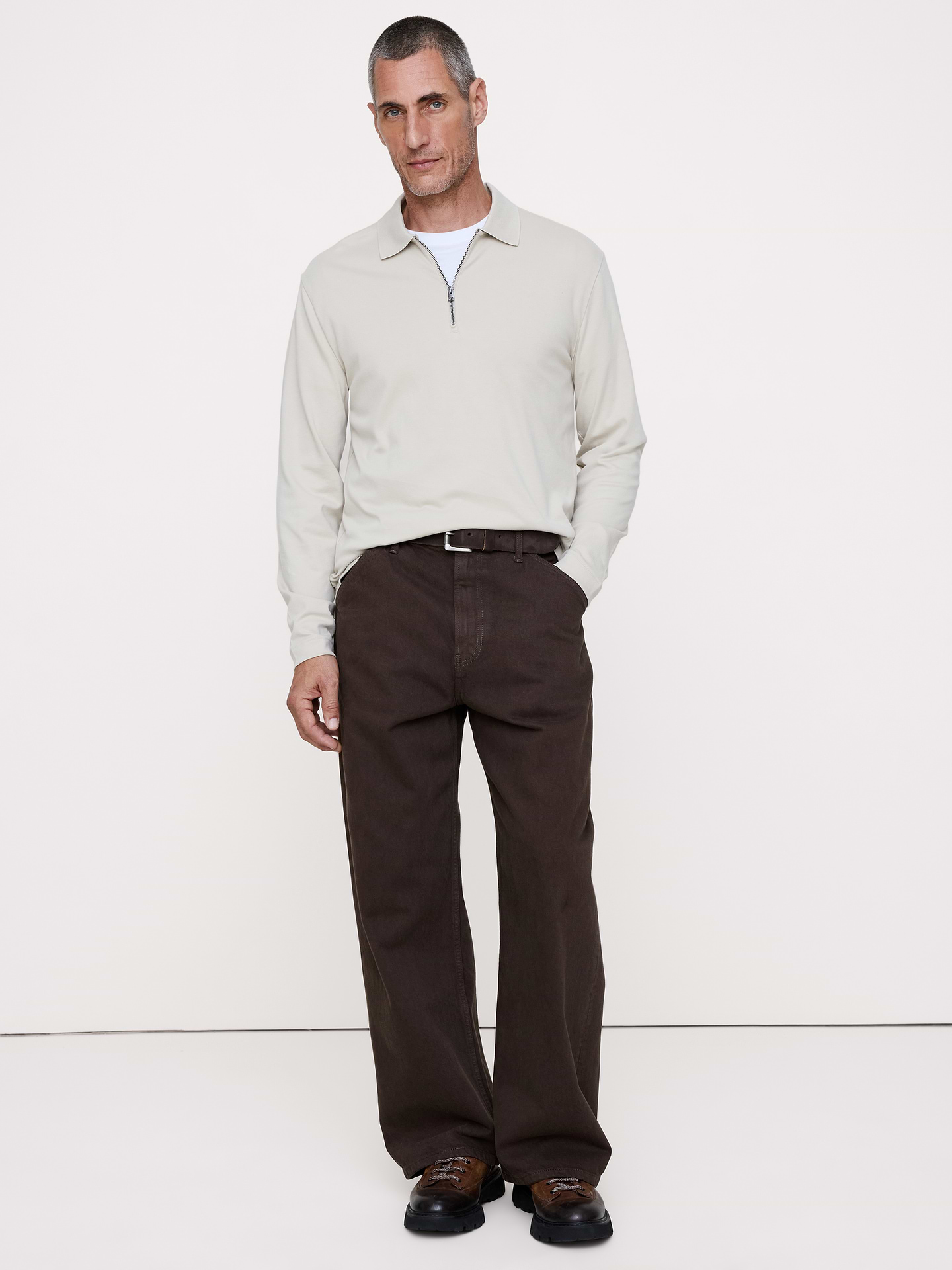 Image number 1 showing, Luxury-Touch Quarter-Zip Polo