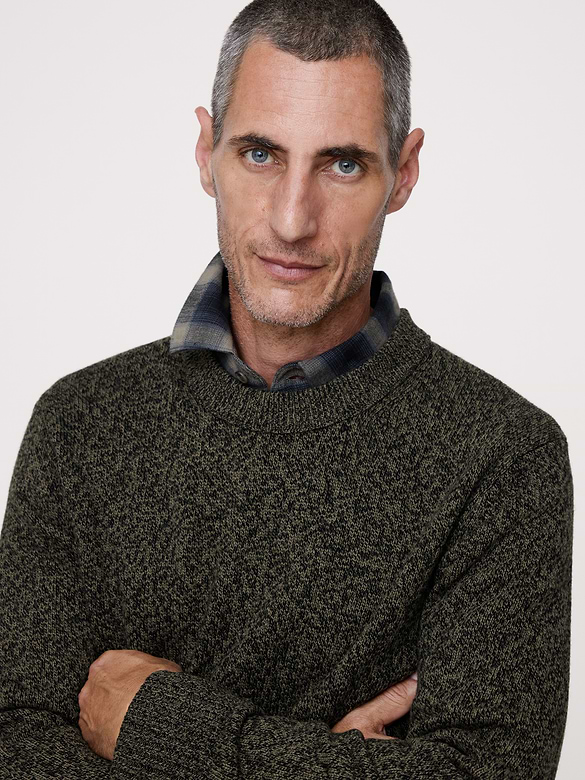 Marled Cotton-Cashmere Crew-Neck Sweater