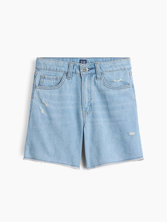 Kids Mid Rise Drawstring Denim Shorts